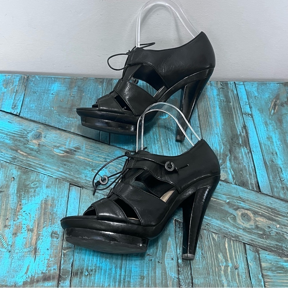 Coach Teagan Soft Leather Platform Women Shoes Black Heel Sandal Size 7.5B - Picture 8 of 13
